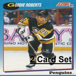 Gordie Roberts Pittsburgh Penguins NHL Hockey Card Collection  - 2 Card Set